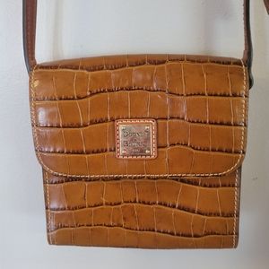 Dooney & Bourke Genuine Croc Embossed Leather Cognac brown crossbody bag